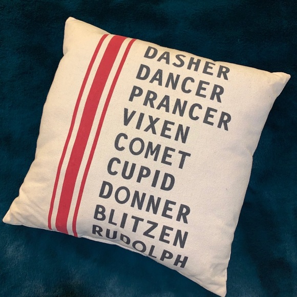 Other - NWOT REINDEER NAMES Christmas Pillow 15”x15”